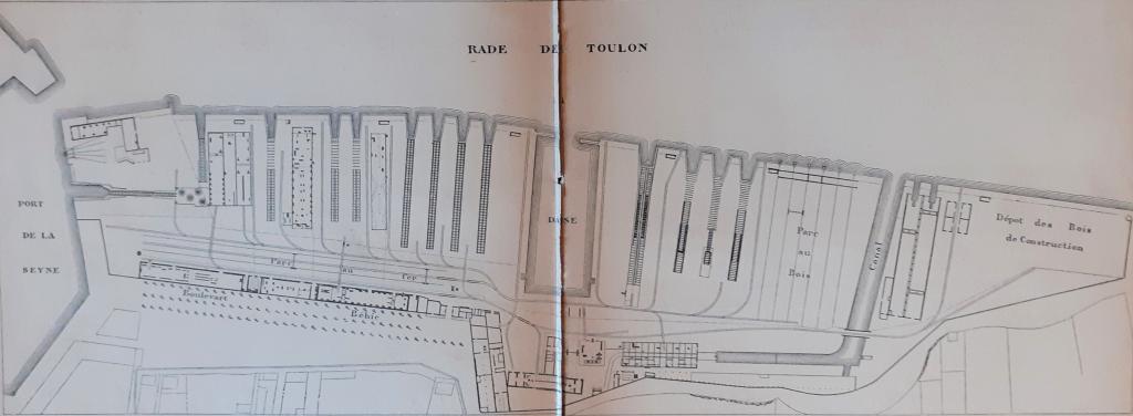 Plan des chantiers de la Seyne début des années 1880 (Source: Julien Turgan, « Forges et Chantier de la Méditerranée », dans Les grandes usines: études industrielles en France et à l'étranger, 1868  vol. 7)